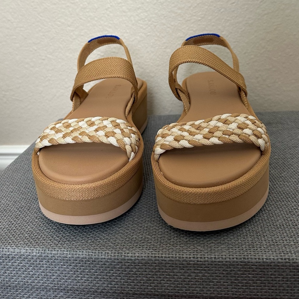Rothy’s The Lightweight Wedge Sandal in Beach Sand Woven size 8